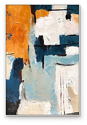 MWMG Acrylbilder Auf Leinwand Handgemalt,Farbtextur Farbblock Graffiti Geometrische Abstrakte Kunst Moderne Kunstwerke Gemälde Kunstgemalte Ölgemälde Auf Leinwand Wandkunst Für Wohnzimmer Schlafzimme