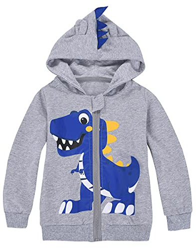 MIXIDON Bambini Felpa con Cappuccio da Ragazzo Dinosauro Cerniera Felpa con Cappuccio Copricapo Giacca Modello 3 2 Anni