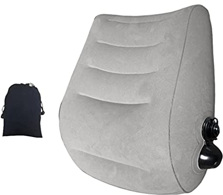 DOITOOL Aufblasbares Lendenkissen FüR BüRostuhl & Sofa - Steißbein Sitzkissen Ergonomisches RüCkenstüTzkissen, Hellgrau, Tragbares PVC RüCkenkissen Mit Aufbewahrungstasche FüR Zuhause Und Reisen