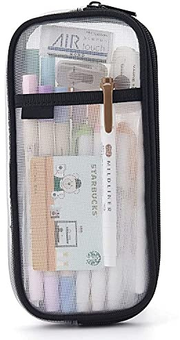 Transparentes Federmäppchen aus Mesh, Große Kapazität Mesh Mäppchen mit Reißverschluss,Clear Pencil Case,Multifunktionale Schreibwaren-Tasche, Bleistiftbeutel für Schule und Büro Federmäppchen (weiß)