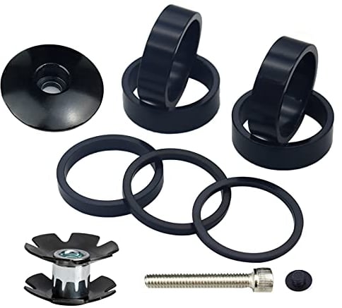 PLATTBK Fahrrad Vorbau Spacer 1 1/8 Mit Steuersatzkappe Ahead Gabel kralle MTB Headset Spacer 2mm / 3mm / 5mm / 10mm für Rennrad, BMX 10Stück