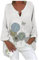 Leinenbluse Damen Bluse Damen Sommer Tunika V-Ausschnitt Große Größen Blusenshirt Damen Langarmshirt Leinen Baumwolle Hemd Oberteile Blume Löwenzahn Druck Shirt Tunika Hemd Blusen Shirts