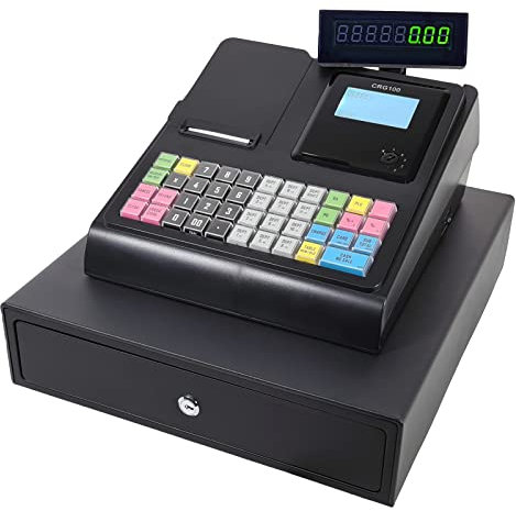 CRG100 Cash Register Till. Ideal for Retail or Hospitality. Simple to Setup and Operate. Extensive Features Such as Cashiers, permissions, tabs/Tables, VAT, Receipt Header. (Black, Standard Drawer)