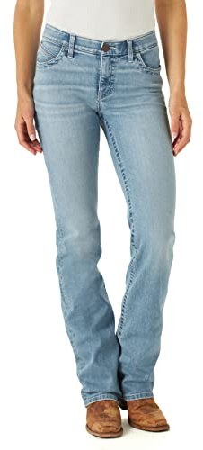 Wrangler Women's Willow Mid Rise Performance Waist Boot Cut Ultimate Riding Jean, Light Wash, 9-32