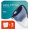 Aqua Optima Oria Carafe Filtrante et 3 Cartouches Filtrantes Evolve+ 30 Jours, Capacité 2,8 litres, Pour la Réduction des Microplastiques, du Chlore, du Calcaire et des Impuretés, Bleu