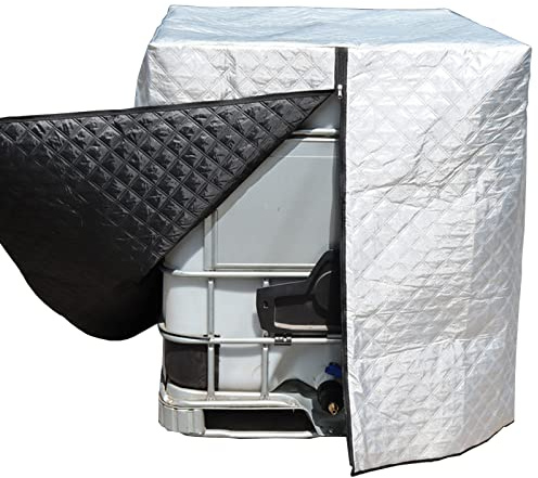 MOZMY IBC Tank Abdeckung Winterfest, IBC Schutzhülle 1000L, Winter- & Sommerschutz, IBC Container Thermoabdeckung Wasserdicht Schutzhülle mit Reißverschluss, 120×100×116 cm