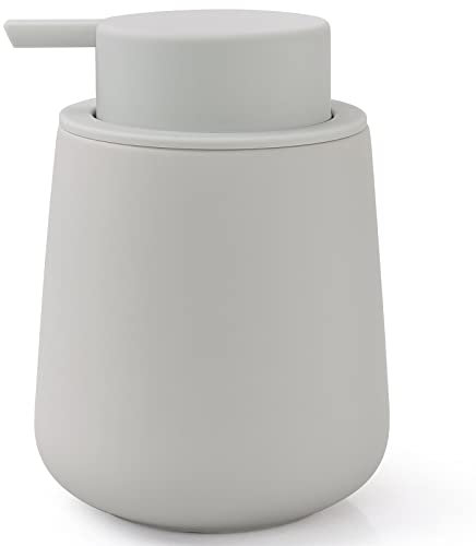 Bosilunlife Hand Soap Dispenser - 12Oz Ceramic Soap Dispenser Bathroom Refillable Foam Dispenser for Bathroom Kitchen Dish with Easy-to-Press Pump (Light Gary Liquid)