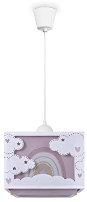 Paco Home Hängelampe Kinderzimmer Deckenlampe Pendelleuchte Lampenschirm Stoff E27 Regenbogen Im Dunkeln Leuchtend