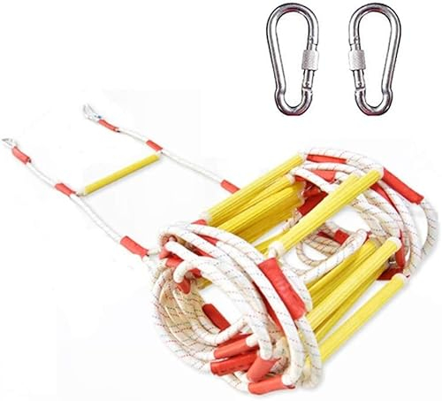 Not-Feuerleiter-Strickleiter – Evakuierungsleiter mit Haken – Robuste, feuerbeständige Brandschutz-Strickleiter, schnell einsatzbereit und einfach zu bedienen – tragbar, kompakt un