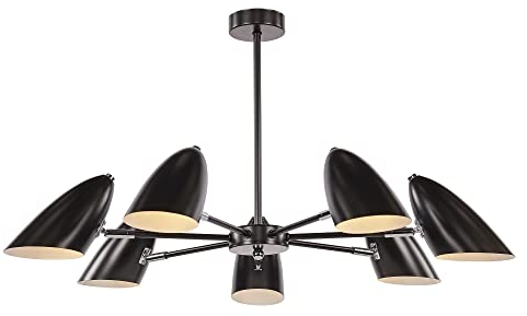 Maytoni Moderne Kronleuchter Aida 7 xE14 excl. Schwarz aus Metall Energieeffizient 40W für Küche, Schlafzimmer, Wohnzimmer, Esszimmer, Lobby