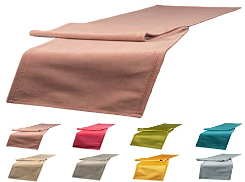 beties Samt&Sonders Tischläufer ca. 40x140 cm dekorativer Jeansnaht, aus deutschem Unternehmen in hochwertiger Qualität, Farbe: Altrosa