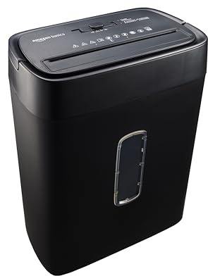 Amazon Basics 12-Sheet Cross-Cut Paper and Credit Card Shredder with Overheat Protection, Black (New Model)