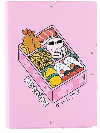 Grupo Erik Premium A4 Sammelmappe Ketnipz - Dokumentenmappe Mit Gummizug, Heftmappe Schule Zubehör, Heftbox Schulranzen Eckspanner Ordnungsmappe Kawaii Schulsachen