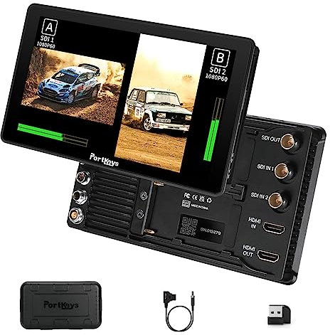 Portkeys BM7 II DS BM7IIDS 7 Cinema Camera Monitor, Dual Screen 2200nit Ultra-Bright Split Screen Video Monitor, 3D LUT 1920 x 1080 IPS Touch Screen HDMI Input & Output for DSLR Cameras
