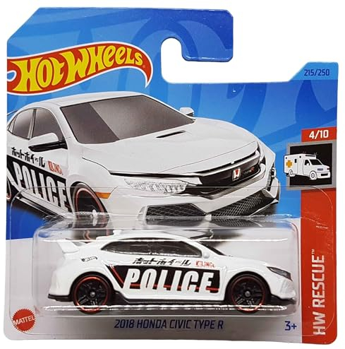 Hot Wheels - 2018 Honda Civic Type R - HW Rescue 4/10 - HKJ21 - Short Card - Police Car - Weiss - Mattel 2023