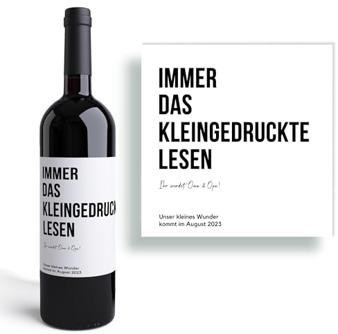 Babyankündigung I Ihr werdet Oma & Opa I Personalisiertes Weinetikett I Großeltern I Schwangerschaft I Schwangerschaftsverkündung I Baby