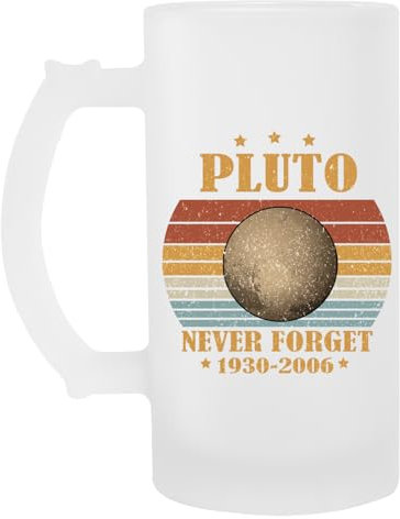 Suzetee Pluto Never Forget 1930-2006 Transparentes Bierglas Mit Henkel Trinkbecher