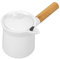 Ciieeo Kleine Keramische Milchpfanne Mit Holzgriff 350Ml Mini Saucepan FüR soßEn Butter Und Milch Ideal FüR Induktionsherde Elegantes Design FüR Die KüChe
