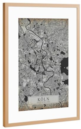 artboxONE Poster mit Rahmen Kupfer 75x50 cm Vintage Stadtplan Köln von Webwald - gerahmtes Poster