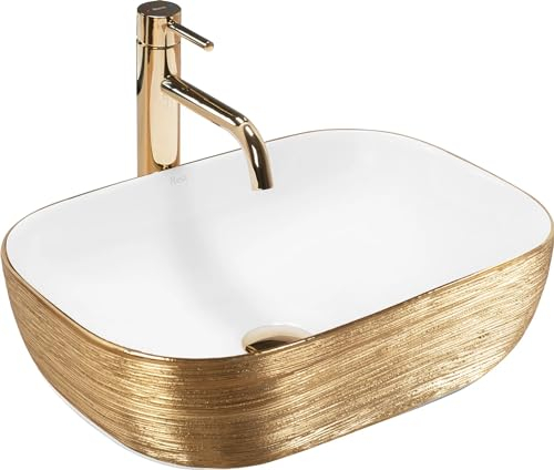 GTM Design Aufsatzwaschbecken Glanz Modern Waschbecken ohne Hahnloch - Elegant Aufsatzwaschbecken Oval für Badezimmer und Gäste WC - nur Bad Waschbecken - Modell 9