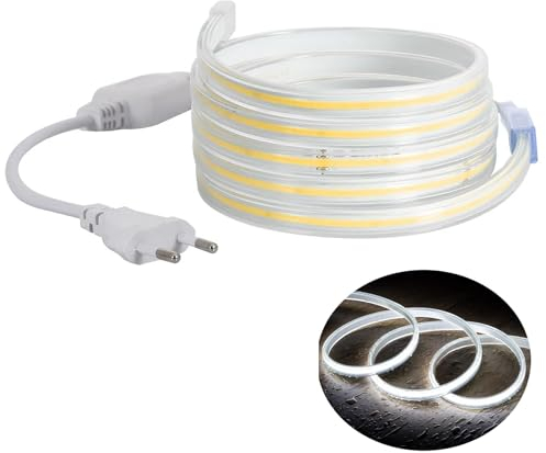 H+H Leipzig LED COB Strip Streifen (Teilmöglichkeit aller 10 cm) + IP20 Netzkabel mit Eurostecker. (30 Meter, Kaltweiß, 240LEDs/M, ohne Schalter)