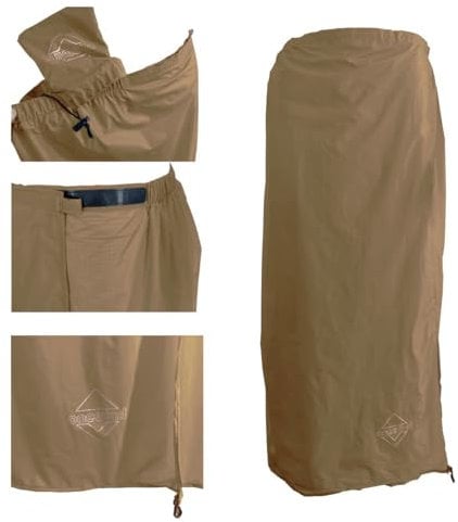 onewind Regenrock für Damen und Herren, halber Poncho, wasserdicht, ultraleicht, Silnylon, Regenhose, Kilt, winddicht, Regenbekleidung, Futter für Camping, Wandern, Rucksackreisen, Braun,