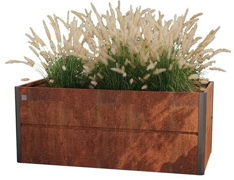 PRIMEYARD 200 x 100 x 77 cm Hochbeet Nele, Cortenstahl, Rost-Optik