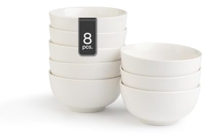 Home4You Müslischalen 8er Set - Ø 14 cm - Knochenporzellan - Weiß - Spülmaschinenfest - Dessertschalen Salatschüsseln