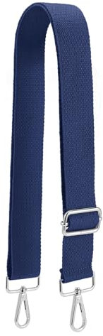 QIUTIMIY Canvas Verstellbarer Ersatz-Taschengurt, breiter Umhängetaschengürtel mit Metalldrehhaken für Messenger Bag Handtasche (Silber-Blau)