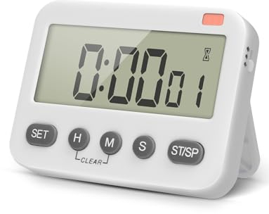 Pitasha Multifunktionaler Neuer Timer mit Blinklicht und Einstellbarer Lautstärke, Alles in einem - Wecker/Uhr/Timer mit EIN-/Ausschaltung zum Kochen, Schlafen, Yoga, Lernen (Weiß)