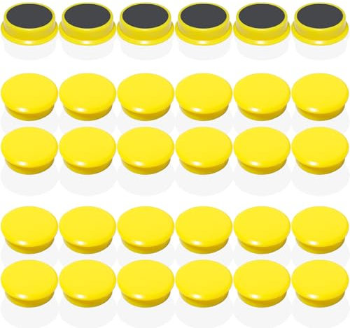 DUJEQM Magnete für Magnettafel - 30 Stück Starke Gelb Kühlschrankmagnete – Runde Magnet Mini Magnete für Whiteboard, Magnetwand & Pinnwand – Klein Magneten, Bunte Tafelmagnete für Küche, Büro, Schule
