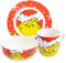 United Labels Grinch 3-teiliges Frühstücksset Merry Grinchmas, Rot, Geschirr Set aus Porzellan mit Teller Ø 19 cm, Tasse 220 ml und Schale 330 ml