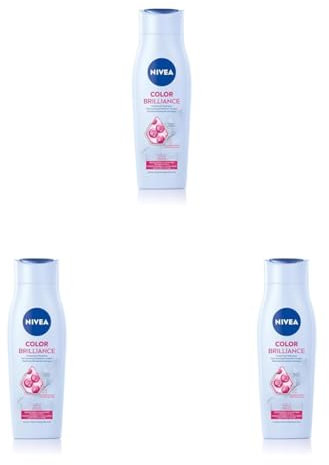 NIVEA Color Brilliance Shampoo, Keratin Shampoo mit Acai Beeren-Extrakt für coloriertes Haar, Haarshampoo für längeren Farbschutz und natürlichen Glanz (250 ml) (Packung mit 3)