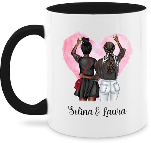 Tasse Tassen 325ml - Beste Freundinnen | BFF | Geschenk für beste Freundin Geschenkidee | Freundschaft Freundin - 325 ml - Schwarz - personalisierte bestie geschenke partner sektgläser