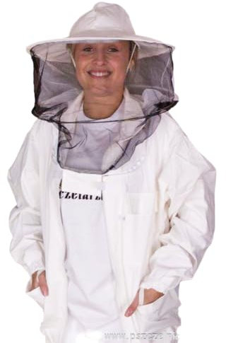 4Bee Imkerjacke – Imkeranzug mit Reißverschluss – mit Atemnetz – atmungsaktiv – Imkerei – Bienen – Insekten – Schutzkleidung mit Hut – Schutzkleidung für Imker – Größe 5XL