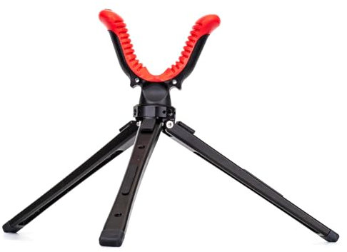 Zeadio Treppiede in lega di alluminio, regolabile in altezza, supporto portatile con rotazione di 360 gradi a V giogo per attività all'aperto, T29