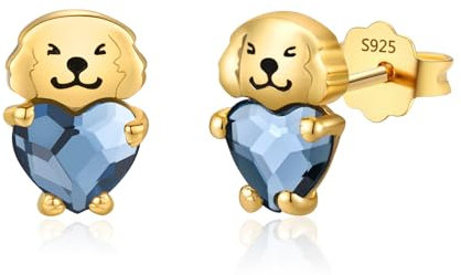 Hund Ohrstecker Kinder 925 Silber Gold Hunde Ohrringe Mädchen Creolen Klein Hund Schmuck für Damen Geschenke