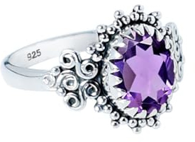 Exquisiter natürlicher Geburtsstein-Edelstein-Ring, handgefertigter Boho-Schmuck, 925er-Sterlingsilber-Ring für Frauen