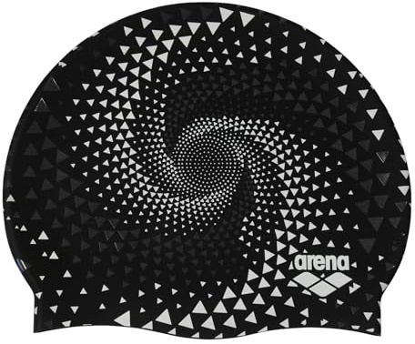 Arena Print 2 Unisex-Silikon-Badekappe für Erwachsene, Damen und Herren, intensives Training, komfortabel, rutschfest, Langhaar-Schimmkappe, Fireflow
