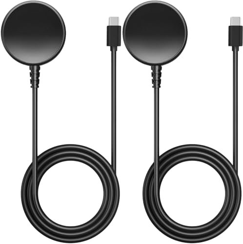 pluX 2-Pack USB C Charger Compatible with Samsung Galaxy Watch 6/6 Classic,5/5 Pro,Fast Wireless Magnetic Charging Dock for Samsung Galaxy Watch 4/4 Classic,Watch 3,Active 2/Active - 100cm