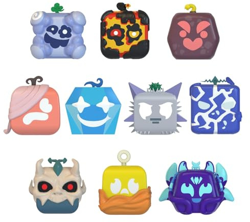 Blox Fruits - Pack de 4 Mini Figuras Misteriosas Coleccionables | Figuras Sorpresa Inspiradas en el Videojuego Roblox Blox Fruits | Juguete para Fans, Niños y Coleccionistas