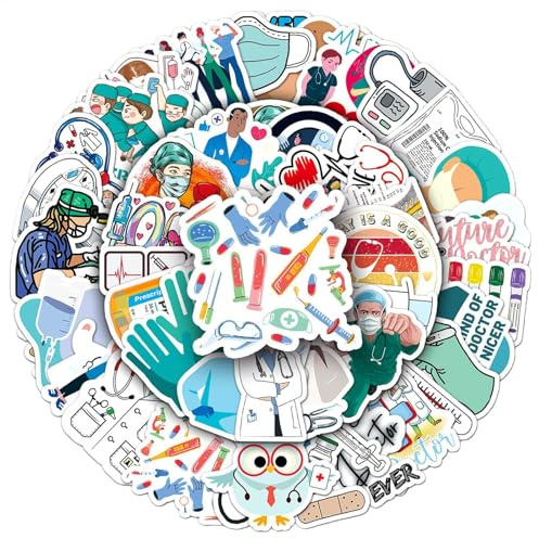Medizinische Aufkleber Set - 50pcs Langable Wasserdichte Arztstudien, Kreative Anatomie -Kunstaufkleber | Buntes Dekorationspaket Für Laptops, Koffer, Wasserflaschen, Snowboards Und Kühlschränke
