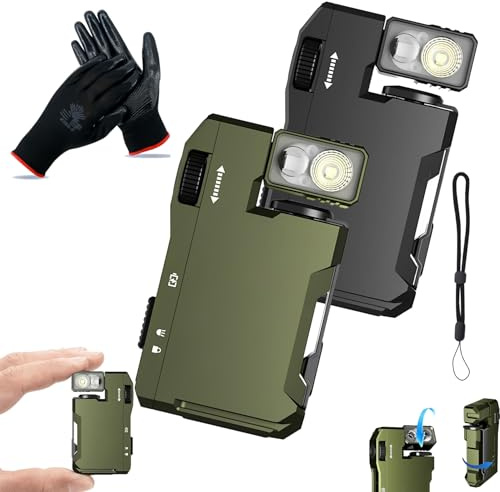 Lcassoon G5 Flashlight, G5 Rechargeable EDC Flashlight - 400 Lumens, Dual Light Sources RGB Flashlights, 180° Rotation Magnetic Keychain Flashlights for Outdoor, Emergency & Daily Carry (2PC Mix)