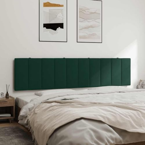 Hoopleep Hanko Kopfteil-Kissen Dunkelgrün 200 cm, Samt gepolstert, Wandmontage, weiche Rückenstütze für Queen & King Bett