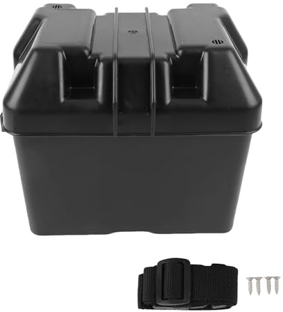 Keenso Battery Box, 275x185x195mm Heavy Duty ABS Material with Impact Proof and Weather Proof Secure Storage for RV Yacht Trailer Car Batteries Under