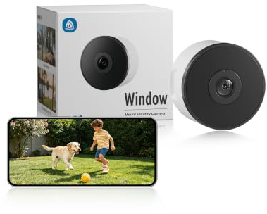 2K Magnetic Window Camera WiFi for Flats & Home Security, Renter-Friendly | Smart Person & Vehicle Detection, Anti-Glare Through Glass, No Drilling Stick-On, Full Color Night Vision, 2.4/5GHz WiFi, 3MP