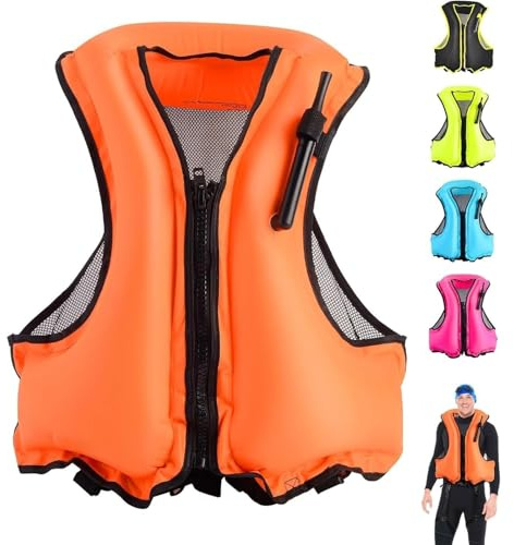 Giacca Galleggiante Portatile Gonfiabile for Kayak in Barca | Giacca Galleggiante Regolabile Gonfiabile in PVC con Rete Traspirante for Snorkeling, Kayak e Sport Acquatici Sicuri