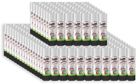 Pritt Glue Stick, Safe & Child-Friendly Craft Glue for Arts & Crafts Activities, Strong-Hold adhesive for School & Office Supplies, 100x22g Pritt Stick, white