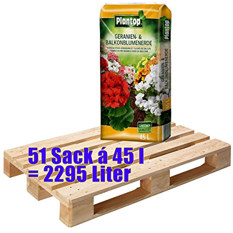 Geranien- & Balkonblumenerde Plantop 51 Sack mit je 45 Liter = 2295 Liter Blumenerde