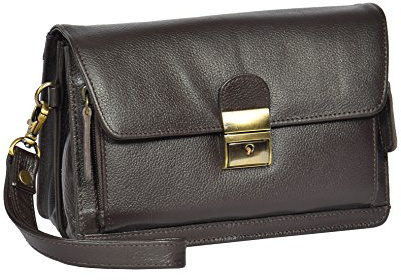 Mens Leather Wrist Bag Mobile Travel Cab Money Organiser Pouch HOL584 Brown
